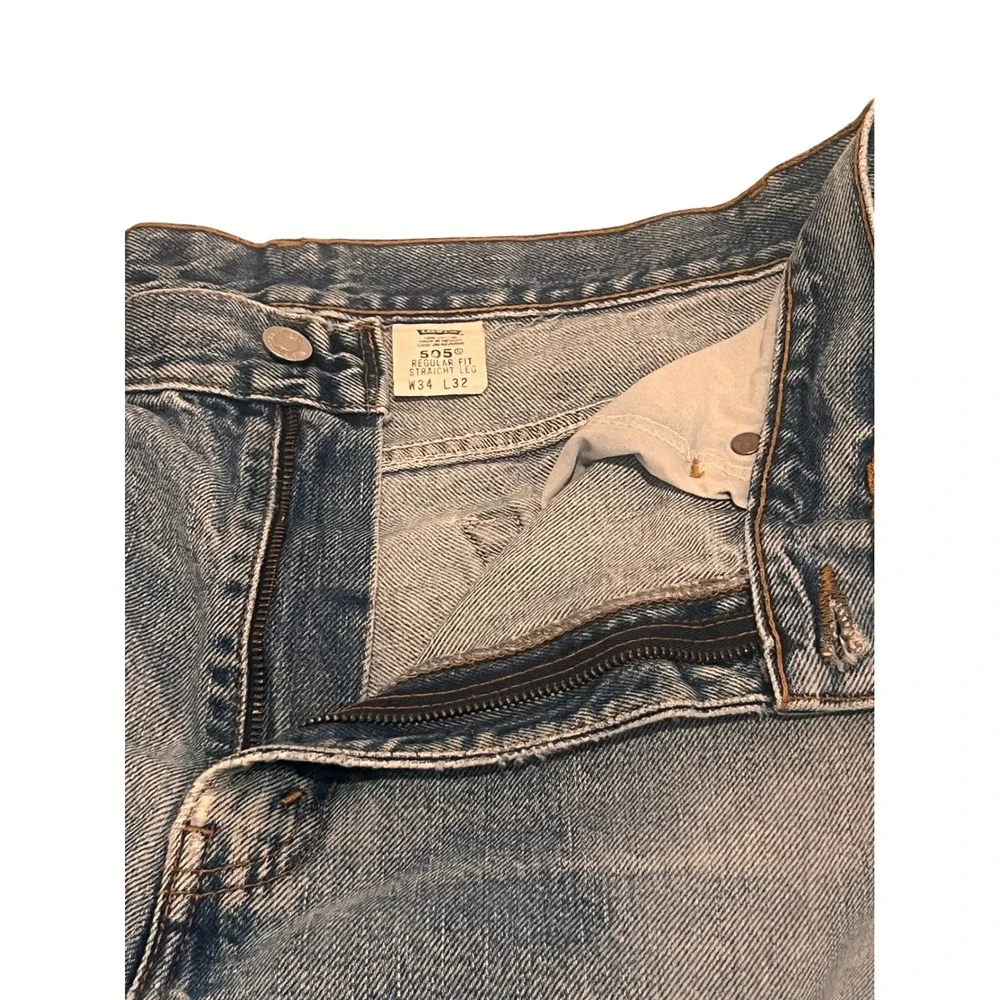 Levi's 505 Jeans Blue Regular Fit Straight Leg Vintage Retro 34x32 Mens